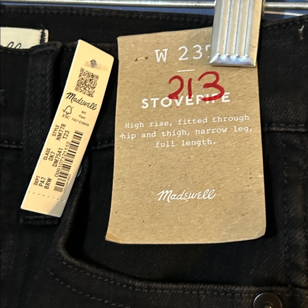 NWT Madewell  Tall Stovepipe Jean in Black Rinse Wash Size 23 T - Picture 4 of 11
